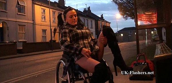 Leah Caprice Flashing Nude in Cheltenham from her Wheelchair